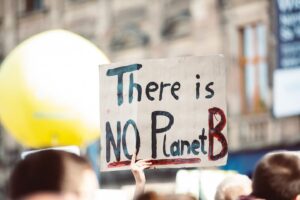 manifesto con scritto non c'è un pianeta B
